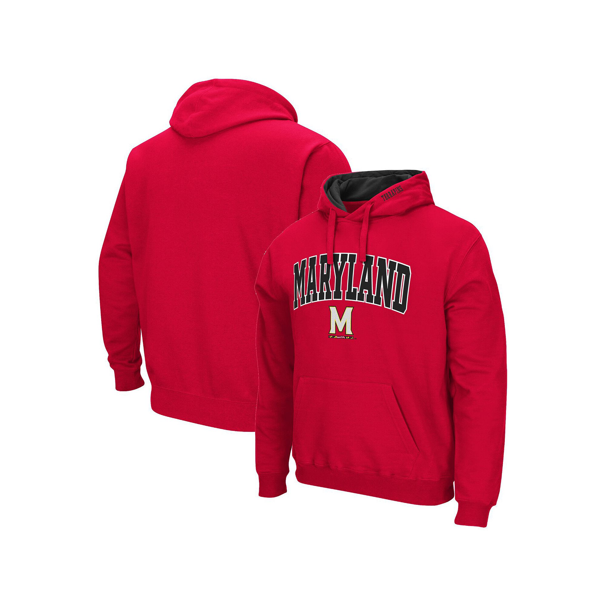 Mens Colosseum Red Maryland Terrapins Arch & Logo 3.0 Pullover Hoodie, Siz