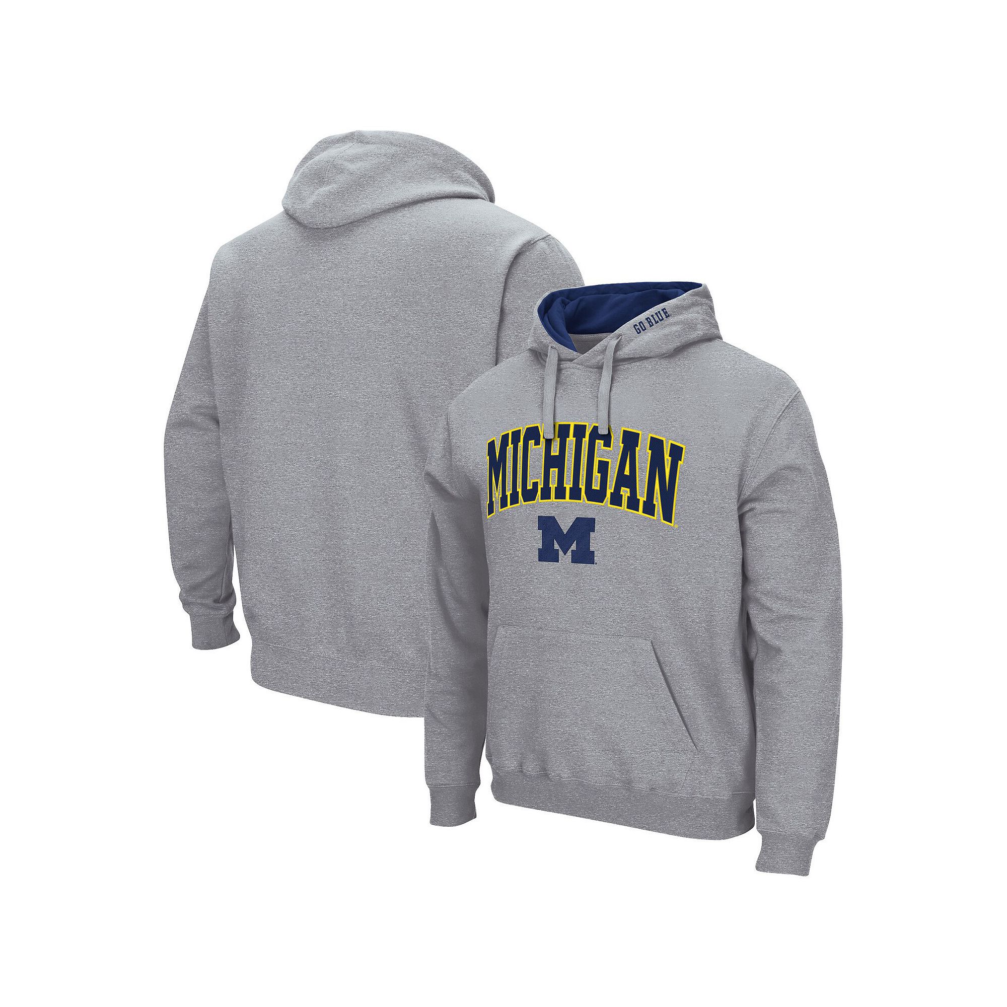 Mens Colosseum Heather Gray Michigan Wolverines Arch & Logo 3.0 Pullover H