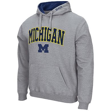 Men's Colosseum Heather Gray Michigan Wolverines Arch & Logo 3.0 Pullover Hoodie