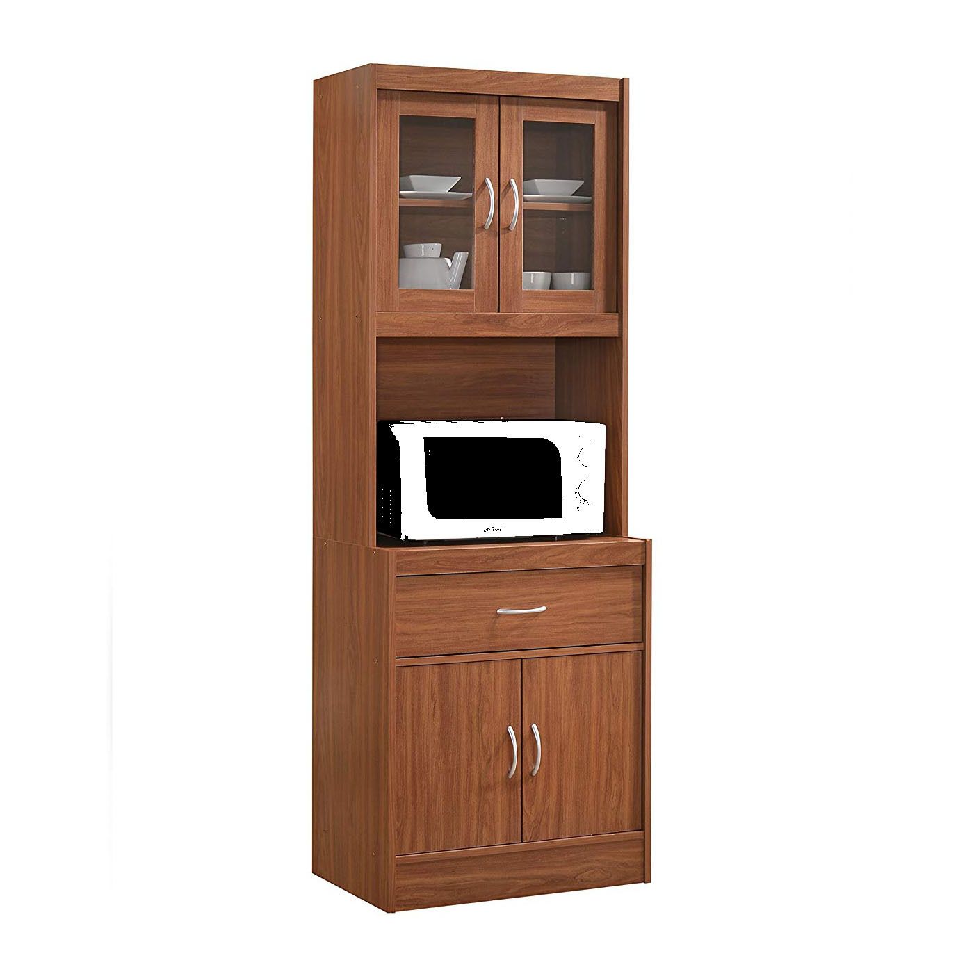 Image for Hodedah Import 70" Tall Top/Bottom Enclosed Kitchen Cabinet with Drawer, Cherry at Kohl's.