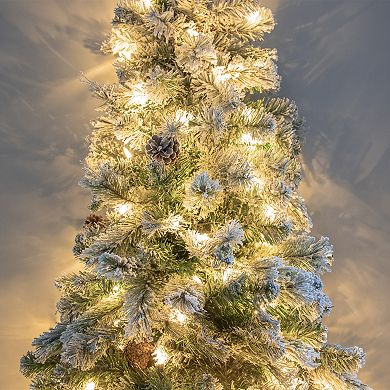 Home Heritage Flocked 5' Artificial Half Christmas Tree Prelit w/ 100 LED Lights