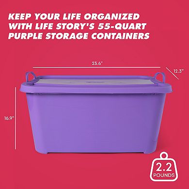 Life Story Stackable Organization Storage Tote Container, 55 Quart (12 Pack)