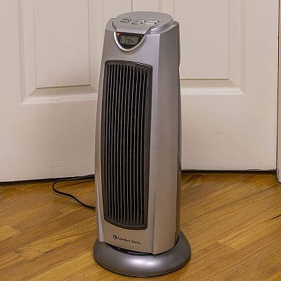 Comfort Zone 1,500-Watt Oscillating Ceramic Tower Heater with sold Safety Features, B