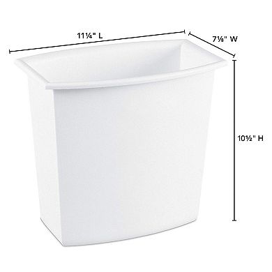 Sterilite 2-Gallon Rectangular Vanity Wastebasket, Black/White  (12 Pack)
