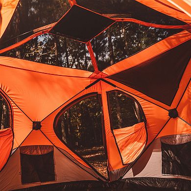 Gazelle T4 4-Person Pop Up Camping Hub Tent w/Removable Floor & Rain Fly, Orange