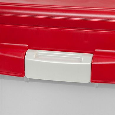 IRIS USA 2 Piece 7 Foot Christmas Tree Storage Box with Red Latching Lid, Clear