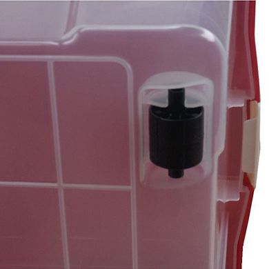 IRIS USA 2 Piece 7 Foot Christmas Tree Storage Box with Red Latching Lid, Clear