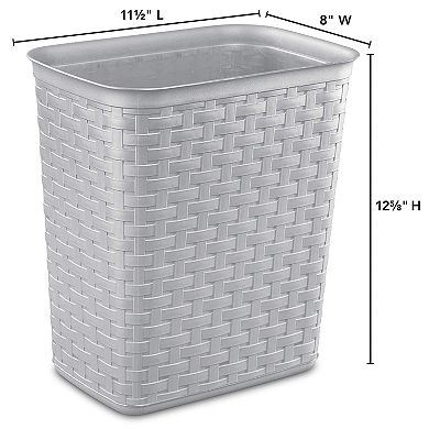 Sterilite 3.4 Gallon/13 Liter Decorative Weave Wastebasket, Cement (6 Pack)