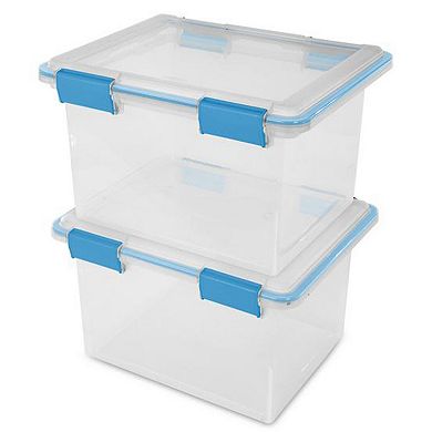 Sterilite Large 32 Qt Home Storage Container Tote with Latching Lids, (4 Pack)