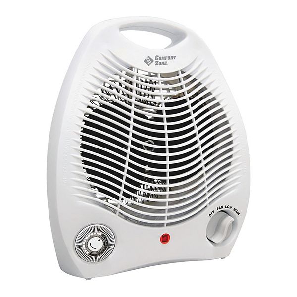 Comfort Zone Compact Portable Electric Space Heater Personal Fan Unit White