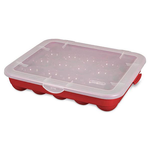 Sterilite Christmas Ornament Case Red Holds 20-3.3 Ornaments