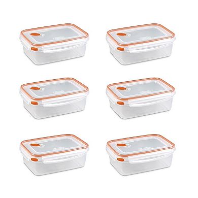 Sterilite 03221106 8.3 Cup Rectangle Ultra-Seal Food Container, Orange (6 Pack)