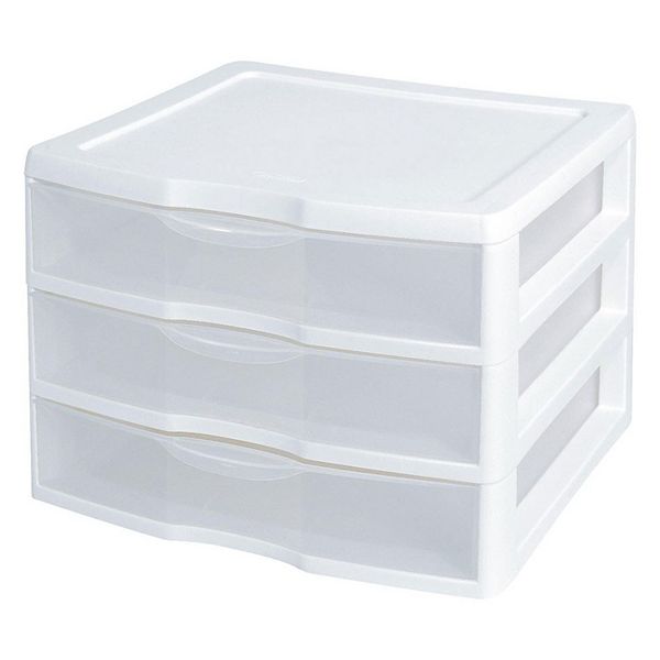 Sterilite ClearView 3-Drawer Countertop Unit - White/Clear, 13.5 x