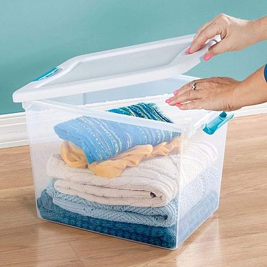 Sterilite 25 Quart Capacity Clear Storage Tote w/ Secure Latch Handles (6 Pack)