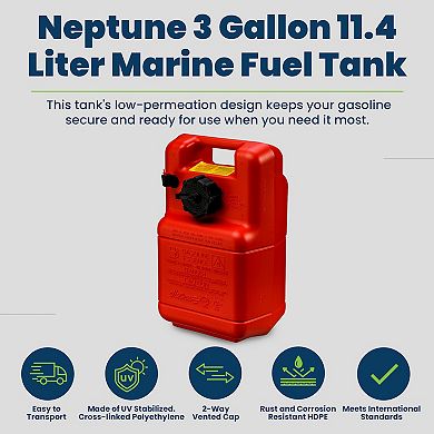 Scepter Neptune 3 Gallon 11.4 Liter Epa + Carb Tank, Red, 8590