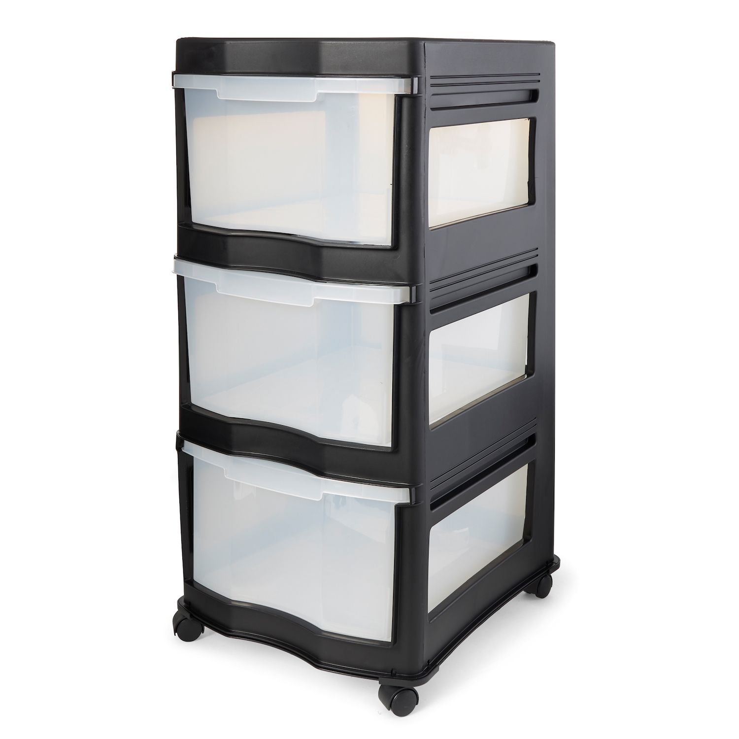 Simplify 3 Tier Storage Drawers with Side Pockets - Black