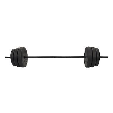 BalanceFrom Fitness Home Gym Steel Barbell Vinyl Weight Lifting Set, 100 Pounds