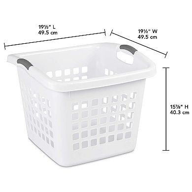 Sterilite Ultra 1.75 Bushel Plastic Dirty Clothes Laundry Basket Hamper, White