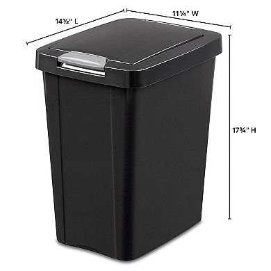 Sterilite 7.5 Gallon Touchtop Wastebasket With Titanium Latch, Black (4 Pack)