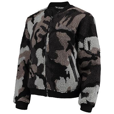 LOS ANGELES カモフラージュジャケット Women's The Wild Collective Black Los Angeles Lakers Camo Sherpa