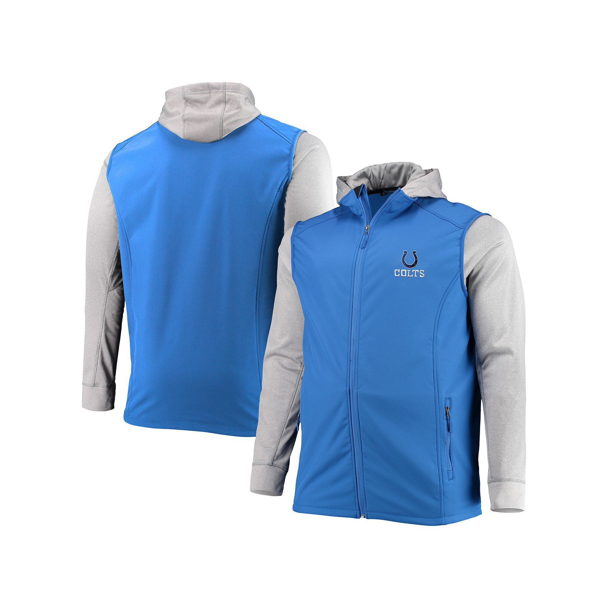 Mens Dunbrooke Royal/Gray Indianapolis Colts Big & Tall Alpha Full-Zip Hoo
