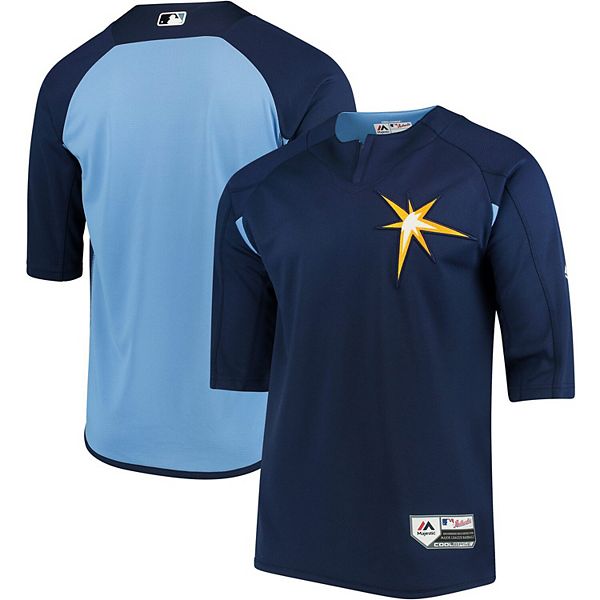 Vintage Majestic Tampa Bay Rays Polo Shirt Navy Blue Medium 