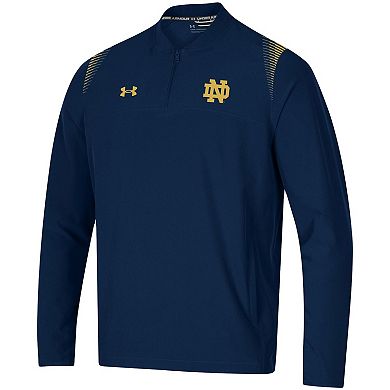 Men's Under Armour Navy Notre Dame Fighting Irish 2021 Sideline Motivate Quarter-Zip Jacket
