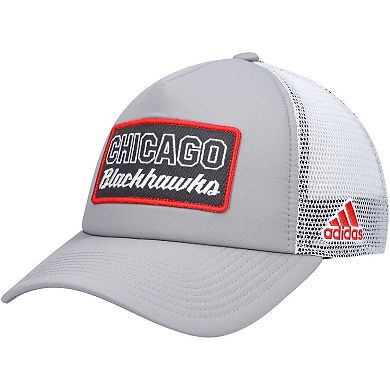 Men's adidas Gray/White Chicago Blackhawks Locker Room Foam Trucker Snapback Hat