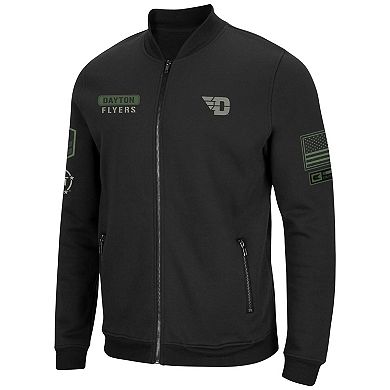 Men's Colosseum Black Dayton Flyers OHT Military Appreciation High-Speed Bomber Full-Zip Jacket