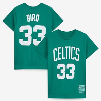 Youth Mitchell & Ness Larry Bird Kelly Green Boston Celtics Hardwood Classics Name & Number T-Shirt