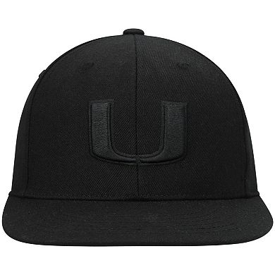 Men's Top of the World Miami Hurricanes Black On Black Fitted Hat