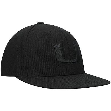 Men's Top of the World Miami Hurricanes Black On Black Fitted Hat