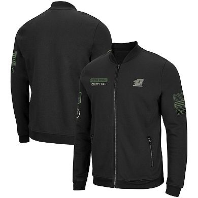 Men's Colosseum Black Cent. Michigan Chippewas OHT Military Appreciation High-Speed Bomber Full-Zip Jacket