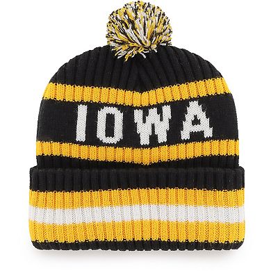 Men's '47 Black Iowa Hawkeyes Bering Cuffed Knit Hat with Pom
