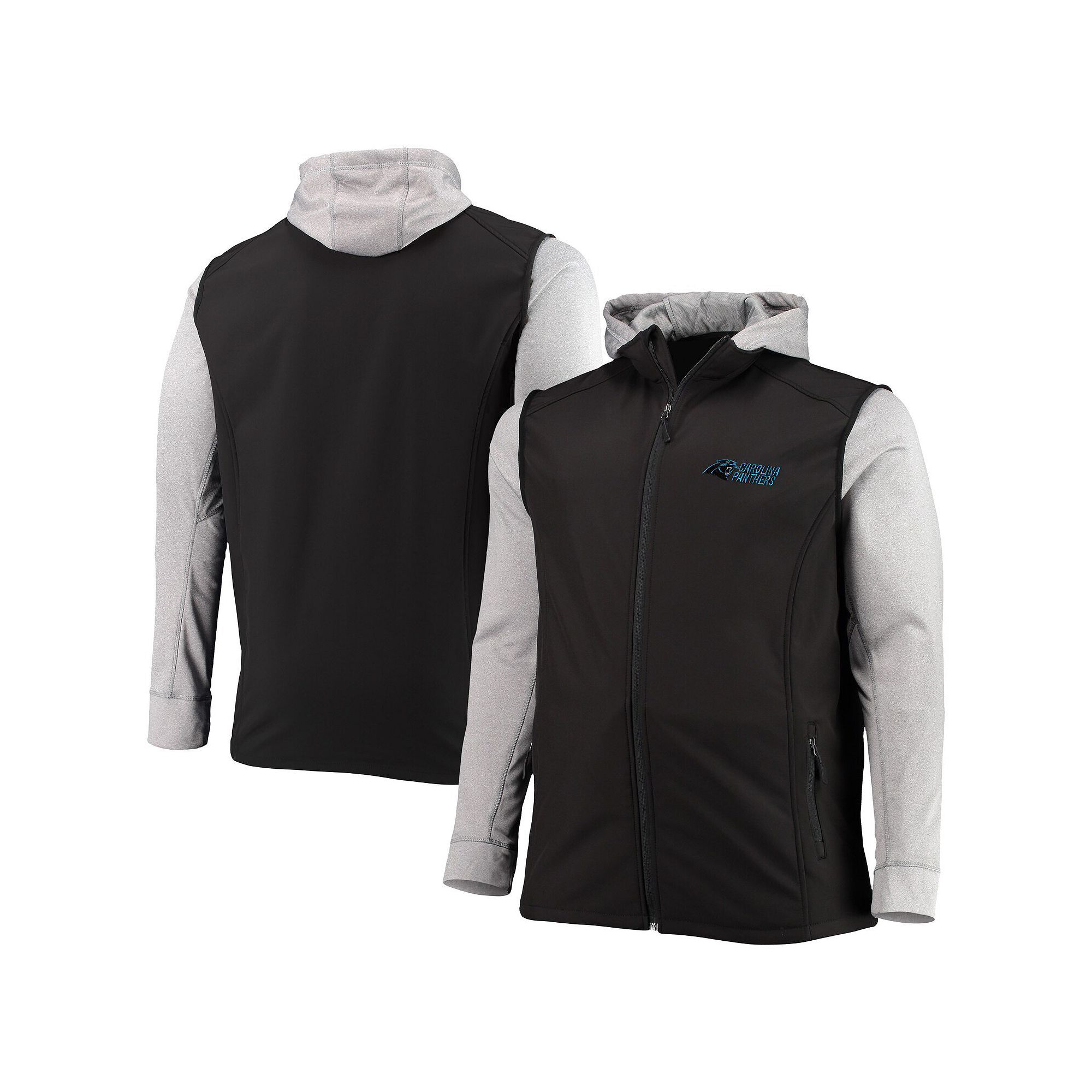 Mens Dunbrooke Black/Gray Carolina Panthers Big & Tall Alpha Full-Zip Hood