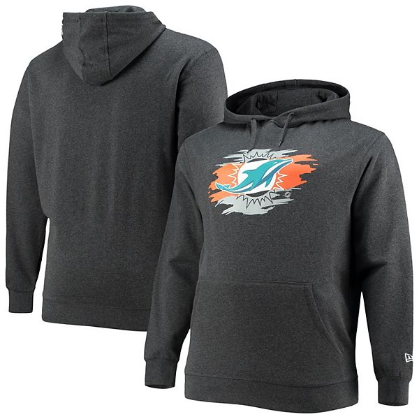 Men's New Era Charcoal Miami Dolphins Big & Tall Primary Logo Pullover ...