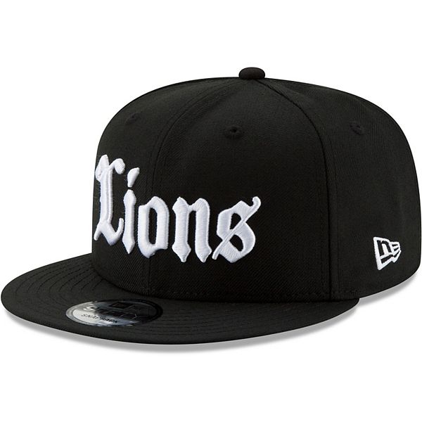 Men's New Era Black Detroit Lions Gothic Script 9FIFTY Snapback Hat