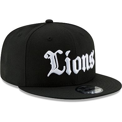 Men's New Era Black Detroit Lions Gothic Script 9FIFTY Snapback Hat