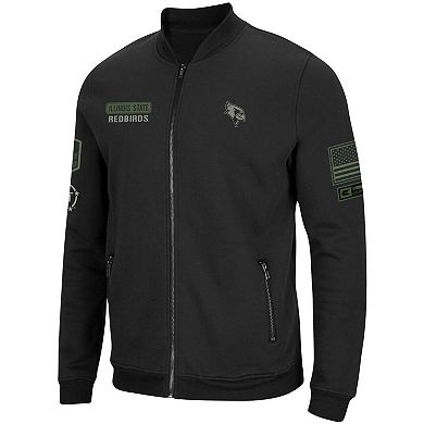 Men's Colosseum Black Illinois State Redbirds OHT Military Appreciation High-Speed Bomber Full-Zip Jacket