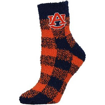 Women's ZooZatz Auburn Tigers Fuzzy Buffalo Checkered Ankle Socks