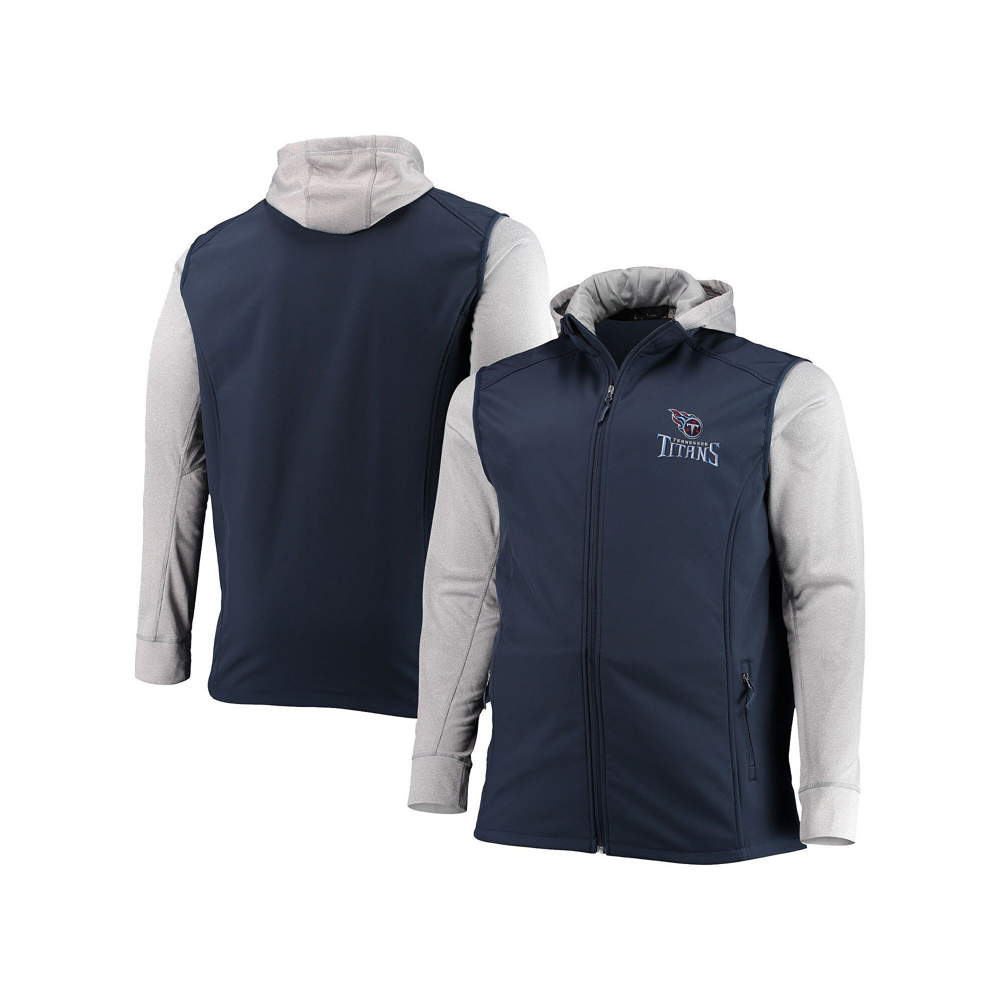 Mens Dunbrooke Navy/Gray Tennessee Titans Big & Tall Alpha Full-Zip Hoodie