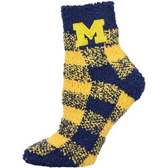 Women's ZooZatz Michigan Wolverines Fuzzy Buffalo Checkered Ankle Socks