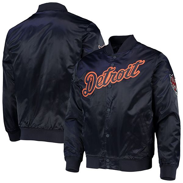 Detroit Tigers Pro Standard Wordmark Satin Full-Snap Jacket - Navy