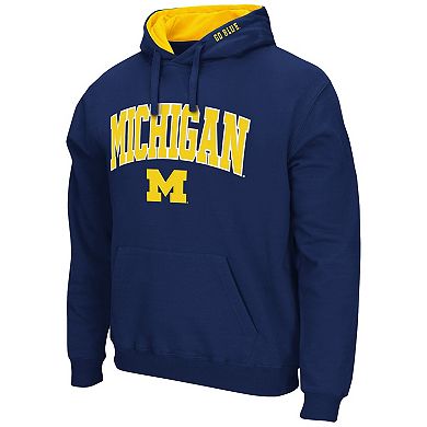 Men's Colosseum Navy Michigan Wolverines Arch & Logo 3.0 Pullover Hoodie