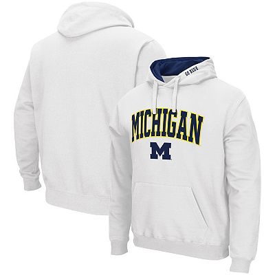 Men s Colosseum White Michigan Wolverines Arch Logo 3.0 Pullover Hoodie