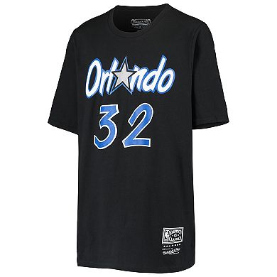 Youth Shaquille O'Neal Black Orlando Magic Hardwood Classics Name & Number T-Shirt