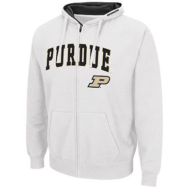 Men's Colosseum White Purdue Boilermakers Arch & Logo 3.0 Full-Zip Hoodie