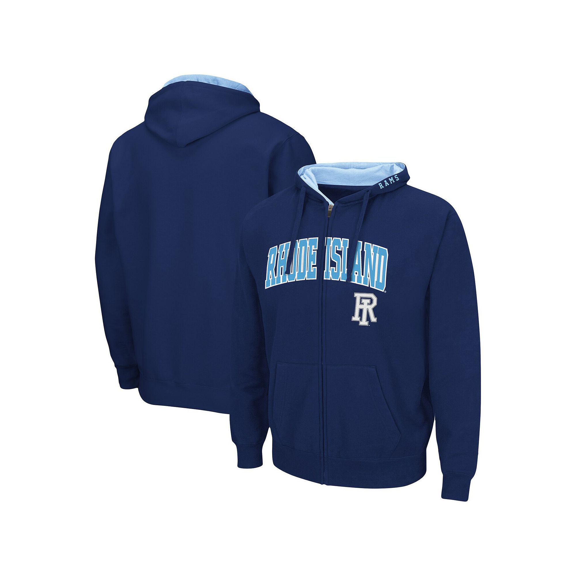Mens Colosseum Navy Rhode Island Rams Arch & Logo 3.0 Full-Zip Hoodie, Siz