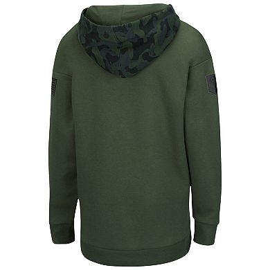 Women's Colosseum Olive/Camo Nebraska Huskers OHT Military Appreciation Extraction Chevron Pullover Hoodie