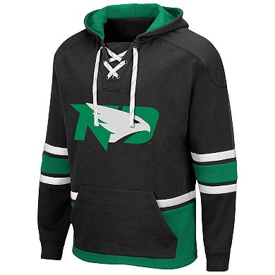 Men's Colosseum Black North Dakota Lace Up 3.0 Pullover Hoodie